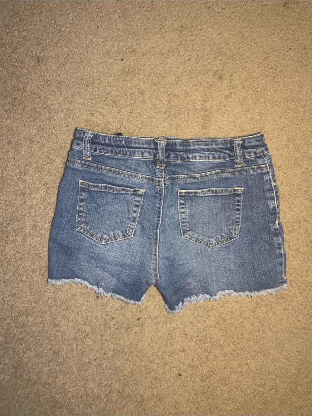 (REPOST) Women’s Denim Shorts with Pink & Green Embroidered Pattern - Picture 2 of 5